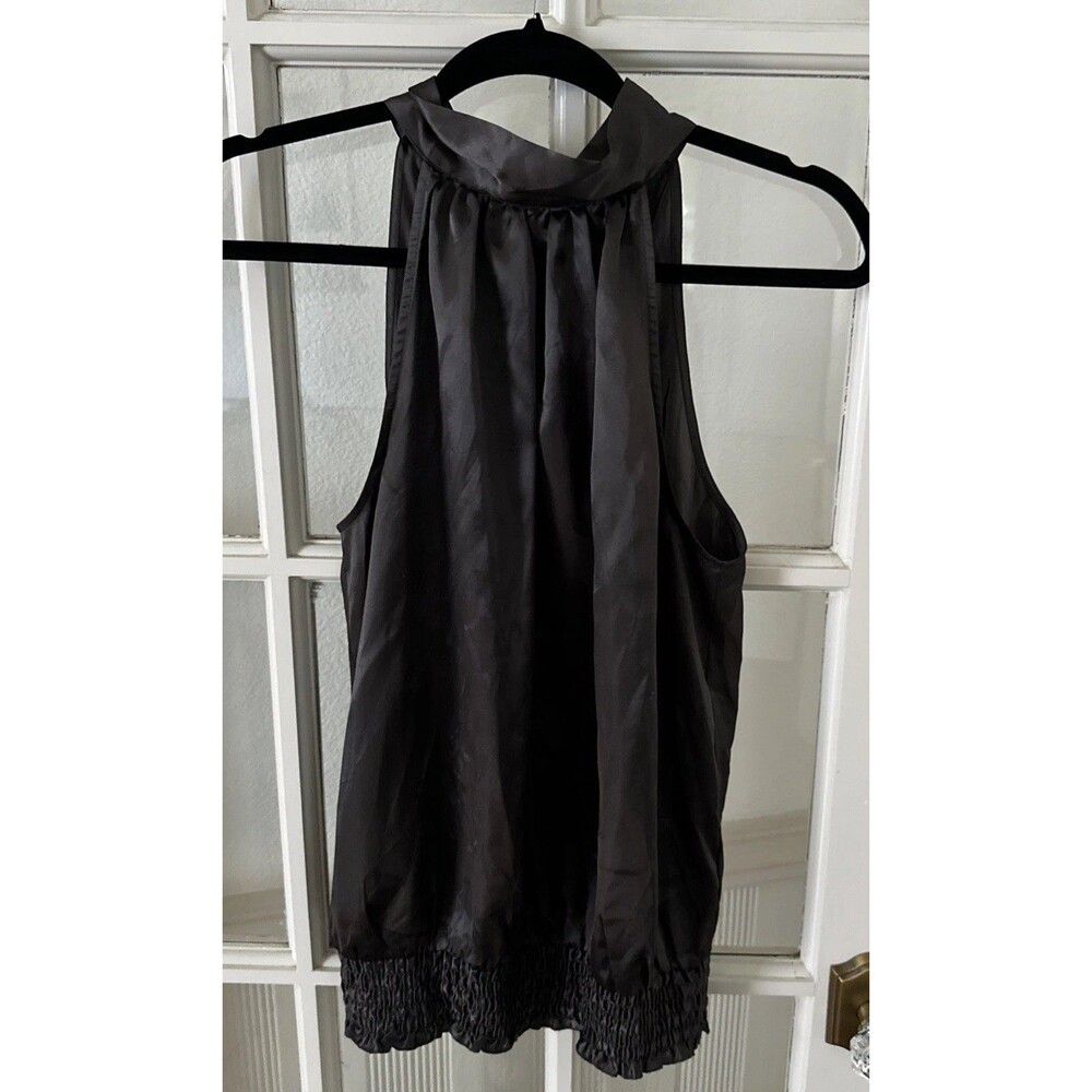 Gray Satin Halter Top Women's Medium Forever 21 Elastic Ruched Waist